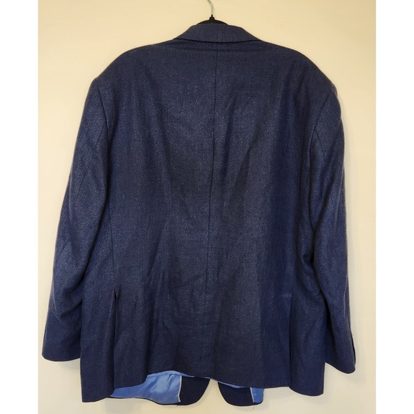 Jos A Bank Mens 50R Navy Blue Linen Wool Blend 2 Button Sport Coat Blazer Jacket - Picture 2 of 10
